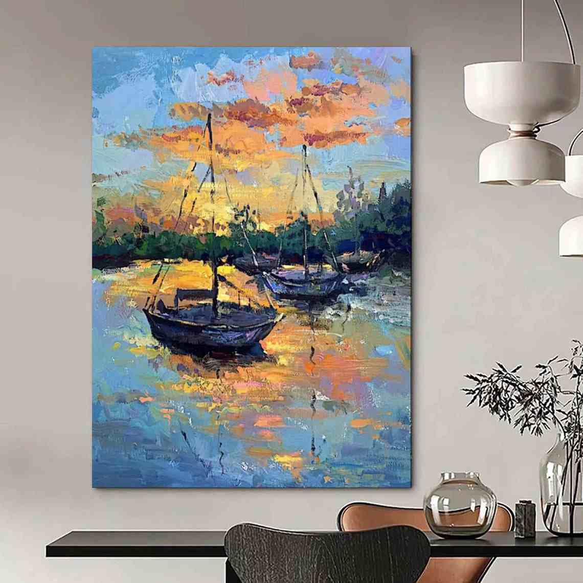 beach sunset abstract painting design 5